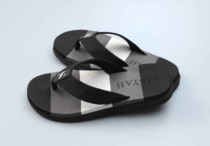 Men Black Slippers B-G-W-01 - Sieyah