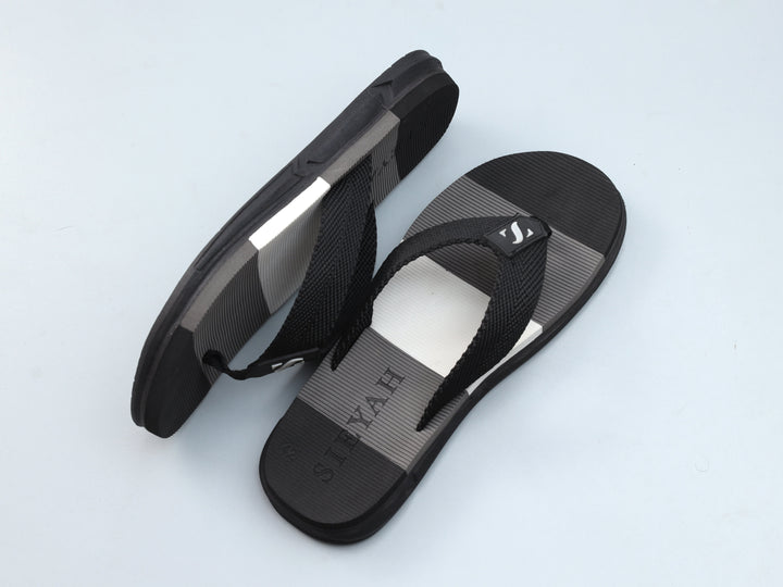 Men Black Slippers B-G-W-01 - Sieyah