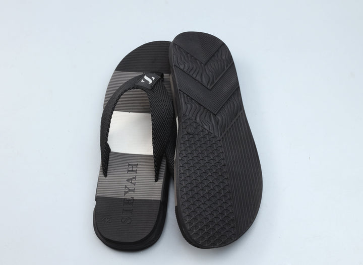 Men Black Slippers B-G-W-01 - Sieyah